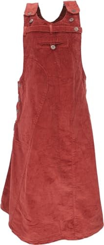 GURU SHOP Falda de pana con peto con tirantes, hippierock, para mujer, algodón, faldas, ropa alternativa, naranja oxidado, 38