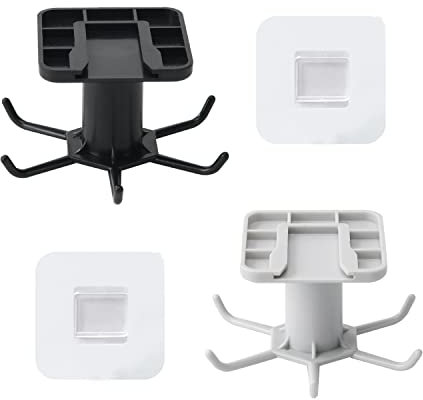 TIMJJG 2 ganchos para utensilios de cocina, gancho giratorio de 360°, barra de suspensión para colgar, sin taladrar, adecuado para cocina, baño (negro, gris)
