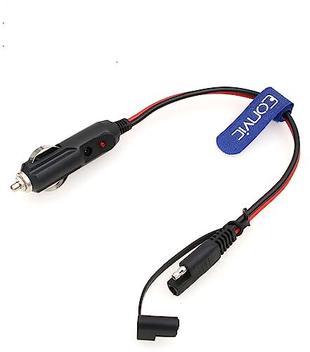Eonvic Câble SAE 2 broches mâle vers prise allume-cigare 16AWG 12 V à déconnexion rapide adaptateur d'extension câble de charge pour panneaux solaires voitures (1 pièce)