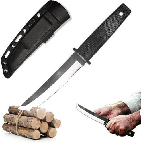 YOUR LIVING ART Couteau de chasse de haute qualité en acier inoxydable | Lame de type Tanto | Manche antidérapant | Fourreau en Kydex | Robuste et polyvalent | Outdoor, Survival, Camping