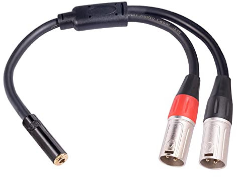 3.5mm Female To Dual XLR Male Stereo Cable Mini Jack To 2 XLR Male Y Splitter Adapter Cord Urt702 (Black, One Size)