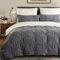 Lanqinglv Luxus Pintuck Bettwäsche 135x200 4Teilig Grau Flauschig Teddy Fleece Cashmere Touch Flanell Winterbettwäsche Plüsch Sherpa 2 Bettbezug mit Reißverschluss und 2 Kissenbezug 80x80cm