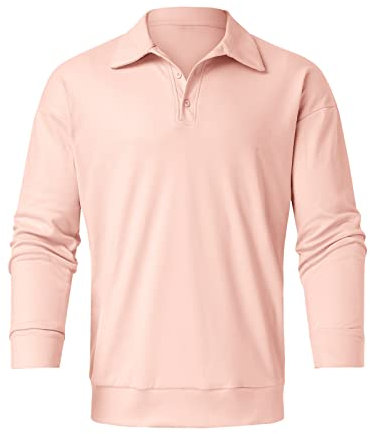 Mens Tank Tops Summer Multipack Men's Long Sleeve Shirt Casual Plain Smart Non Iron Button Down Shirt with Pocket Polo Shirts for Men Adult 4XL Pink