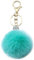 Xsclpomddy Pom Pom Schlüsselbund künstliche weiche Kaninchenhaar Taschenanhänger Ball Silber. Wasserkristall.Schlüsselanhänger für Handtasche Auto Anhänger Dekoration,lake blue
