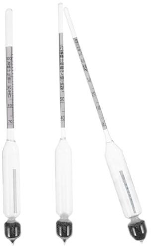 3 Stück Wein Hydrometer 0-100 Grad Glas mit Thermometer für Zuhause | Messbereich 0-100 Grad, Glas Ausführung, 19x1,5x1,5cm, für Fermentierenden Most und Spirituosen