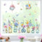 decalmile Fensteraufkleber Frühling Garten Blumen Topfpflanze Fenster Abziehbilder Hängende Pflanzen Blumen Schmetterlinge Anti-Kollision Fensterfolie Glas Fensterdeko Aufkleber