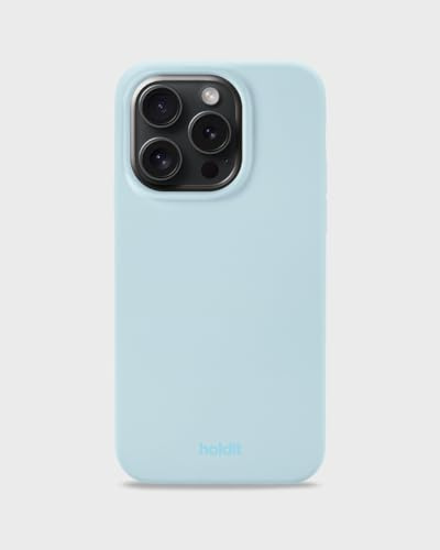 holdit Silikonhülle iPhone 15 Pro - 0,8mm Ultra dünn Handyhülle Silikon - Trendy Slim Silicone case mit Voller Schutz (erhöhte Kante für Kameraschutz) - Mineral Blue