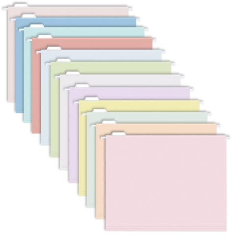 MagDurnus Hängemappen, Pastellfarben, Briefgröße mit 1/5 verstellbaren Schnittlaschen, verschiedene 12 Stile, dekorativ, Schublade, Schreibtisch und Schrank, 25 Stück