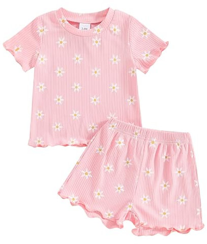 Uwdiohq Sale Angebote Blitzangebote Mädchen Sommer Set mit Blumen- und Fruchtdruck, Rundhalsausschnitt, kurzärmelig, Shorts Jogginganzug 140 Kleid Mädchen Festlich Baby Out Meine Bestellungen Sale