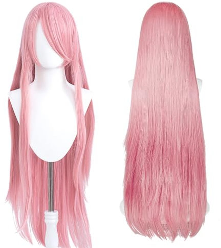 Parrucca lunga 100cm, parrucca cosplay costume anime universale, perfetta per feste, uso quotidiano, festival e Halloween, ideale per TV, film e cosplay di personaggi (Rosa)
