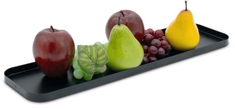 Metall Kerzentablett schwarz - 50 cm x 13 cm - Dekotablett recheckig mit Rand - Deko Teller Servier Geschenk Kerzen Tablett