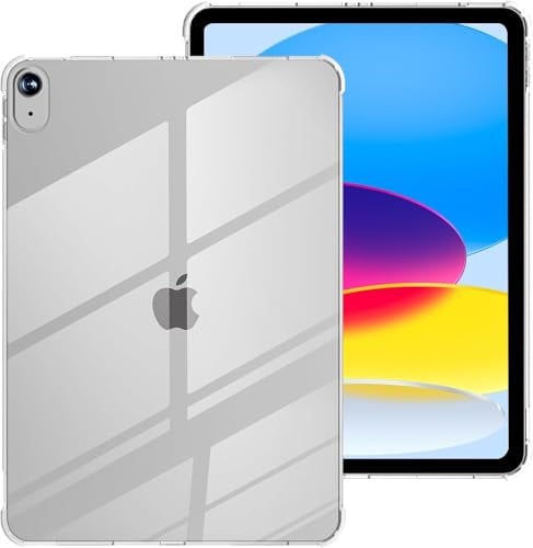 World Biz Clear iPad 10th Generation Case 2022, Slim & Lightweight Soft TPU Anti-Scratch Back With Shockproof Impact Resistant Raised Edge for 10th Gen iPad, Clear