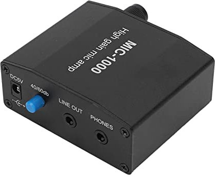 Mikrofonverstärker, Audioverstärker mit Hoher Verstärkung und 1000-facher Verstärkung, Zubehörset für Dynamische Mikrofone und Kondensatormikrofone