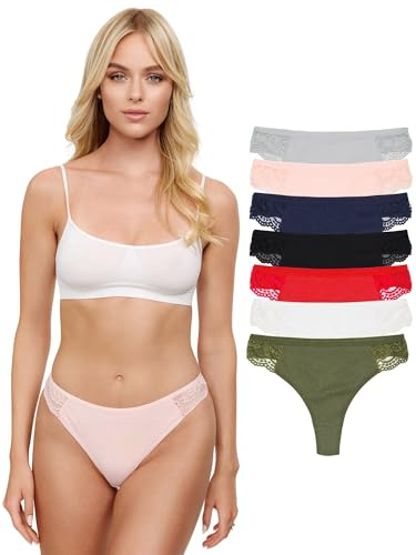 Tazzio Damen String 7er-Pack Tanga Unterhose Slip Unterwäsche Pantys Mehrpack F913