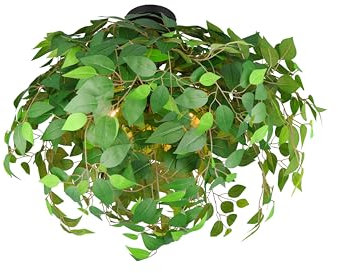 lightling Deckenlampe Lea, Schirm aus Kunststoffblättern in Grün, Deckenmontage, exkl. 3 x E14 max. 28W, Höhe 73 cm, Ø 70 cm