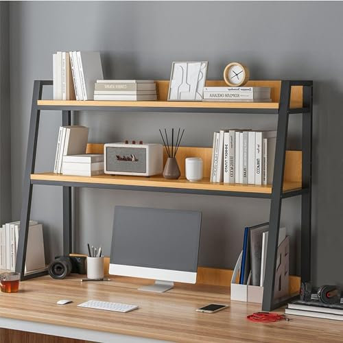 ONFSZCKB Libreria da tavolo - Organizer per riporre oggetti da tavolo espandibile, scaffale per esporre oggetti da tavolo a 2 strati, libreria multiuso in Legno da banco, per la casa