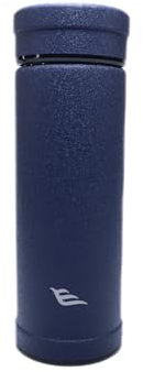 14oz/400ml Vacuum Insulated Glass Bottle,Glass Vacuum Drinking Cup,glass lined thermos, stainless steel body,Glass vacuum liner inside(Dark Blue)