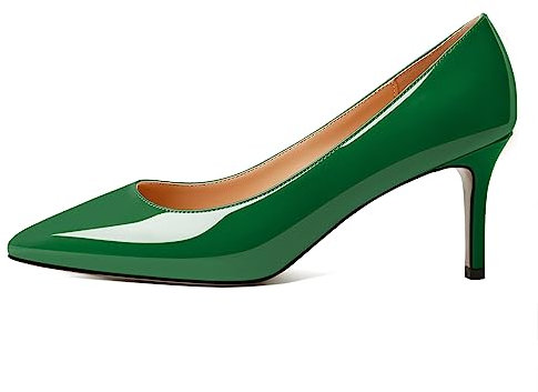 EDEFS Lackleder Pumps Slip On 6cm Kittenabsatz Spitzenzehen Elegant von Besprechung bis Ballnacht Lack Grün EU41