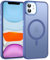Knrlqim Magnética Funda para Apple iPhone 11 6.1,Delgada Mate Translúcida Carcasa [Compatible con MagSafe] Flexible Silicona TPU +PC Atrás Anti-Choque Protector Case,Azul