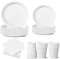WOOPARTY Set Stoviglie Carta Monouso Bianco 112 pezzi, festa di compleanno, kit per 24 ospiti
