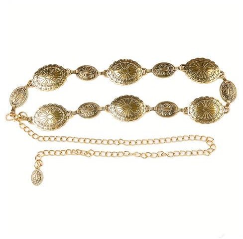 WANTUSHUI Mittelalter Gürtel Damen Taillenkette,Karnevalsgürtel,Kettengürtel Gold Damen,Taillenkette aus Metall für Damen,Gold Metall Taillengürtel,Waist Chain Belt (Stil 1 gold)