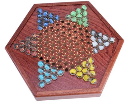 Gatuida Holz-Dame Brettspiel Chinesische Dame Mit Schublade Glasmurmeln Strategiespiel Familien Brettspiel Holz-Schach-Set
