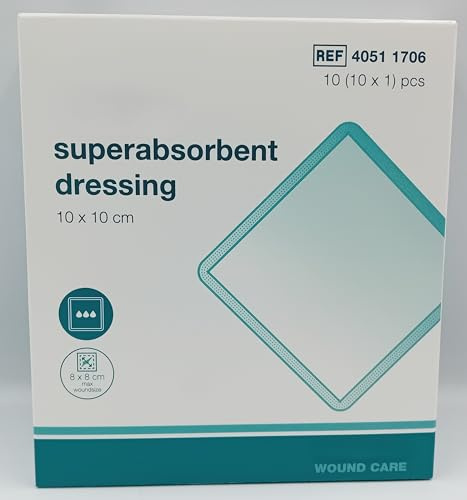 Super Absorbent Dressings – High-Capacity Pads (Box of 10) (10cm x 10cm)