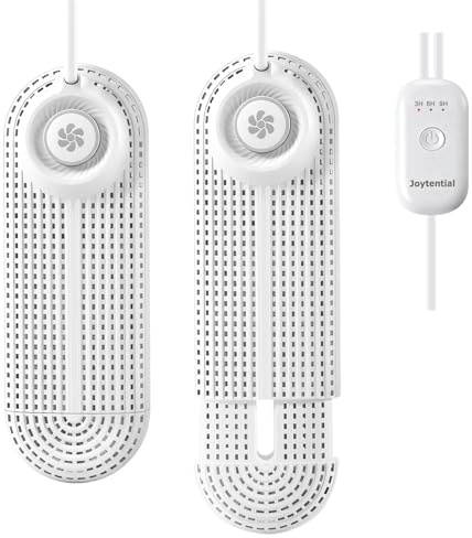 Joytential Asciugascarpe Elettrico, Asciuga Scarponi da Sci, Asciuga Scarpe con Ventola ad Aria Calda, Lunghezza Retrattile, 3/6/9 Ore Timer Spegnimento Auto, Bianco Pro