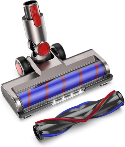 Motorisierte Bodenbürste kompatibel mit Dyson V7 V8 V10 V11 V15 Staubsauger – LED Bürstenkopf mit 4 LEDs, Flexible 180° Rotation, für Hartboden & Teppich