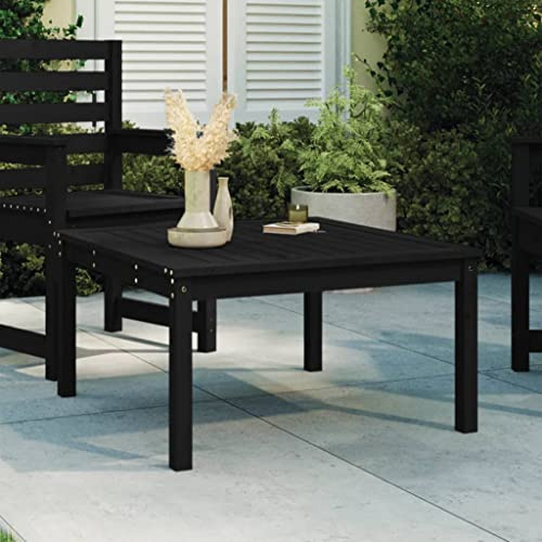 IBUQDDV Gartentisch Schwarz 82,5x82,5x45 cm Massivholz Kiefer Stabile Tischplatte und Rahmen für Terrasse Gartenmöbel Outdoor Tisch Massivholz Tisch