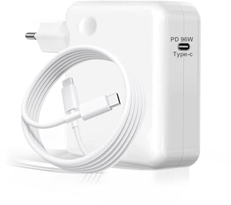 TT&C Cargador Rápido USB C de 96W,Compatible con MacBook Pro 16/15/14/13 Pulgadas,MacBook Air 2020/2019/2018,iPad Pro 12.9/11 Pulgadas,Lenovo,Alimentación Tipo C con 2 M USB C a C Cable de Cargador