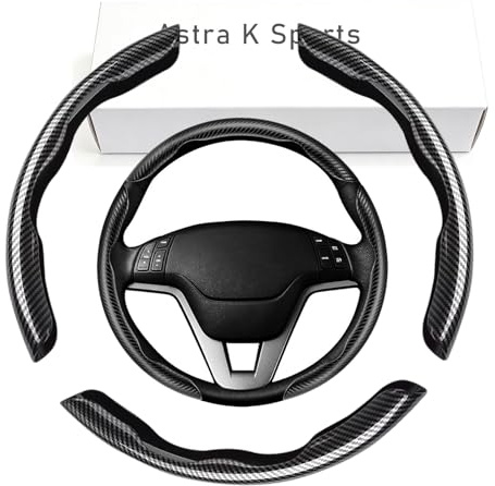 Auto Lenkradabdeckung, Kompatibel mit Opel Astra K Sports Tourer Segmented Lenkradschutz Kohlefaser Lenkrad Abdeckung, 3er Set Anti Rutsch Lenkradabdeckung Lenkradschoner