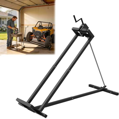 Froadp Elevador de tractor de césped, 400 kg, inclinación de 45°, dispositivo de elevación ajustable, elevador telescópico, plataforma elevadora para cortacésped, tractor, cortacésped, cortacésped