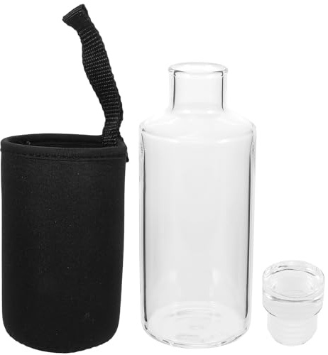 PACKOVE Bouteille en Verre Transparent 300 Ml Réutilisable avec Couvercle Anti-fuite, Gourde Portable pour Jus, Lait et Boissons, pour Usage Extérieur et Quotidien