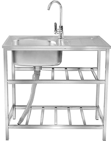 TAXXII Lavello da Cucina in Acciaio Inox con gocciolatoio, Stazione monovasca Indipendente per Interni, Esterni, Patio, Lavanderia, Ristorante, Officina, Garage, lavabo per lavandino (