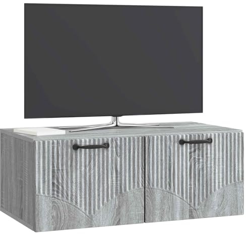 vidaXL Wandmontierter TV-Schrank Graues Sonoma 78,5 x 41 x 30 cm, Moderner Wohnbereich, Rechteckiger Wandschrank, Viel Stauraum, Schlichtes Design für die Haushaltsorganisation