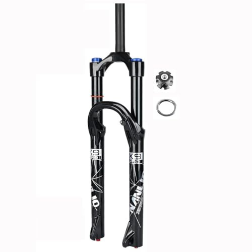 LHHL Mountain Bicicletta Forcella Ammortizzata 26 27.5 29 Pollici MTB Pneumatiche Forcella Travel 160mm Rimbalzo Regolazione Blocco Manuale 1-1/2'' Conico Forcelle Freno A Disco 9mm QR(Black,29'')