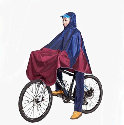 Hommes Femmes Cyclisme Vélo Vélo Imperméable Pluie Cape Poncho À Capuche Coupe-Vent De Pluie Couverture de Scooter de Mobilité (Bleu/Rouge)