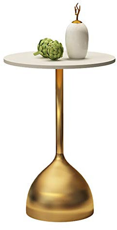 Kuku-Table d'appoint Scandinave Table Basse/Table d'appoint en marbre Blanc Rond Moderne Nordique, Base Professionnelle pour Cuisson au Four en métal, Convient à la Table de Chevet du Salon, Ø40 ×