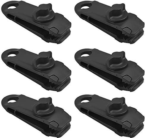 Fodlon Morsetto per Telone, Clip per Tenda Robusto Corda Neri, 6 Pezzi