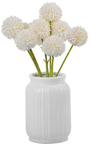 cn-Knight 24pcs Künstliche Pompons 29cm Bommel Chrysanthemen,für Hochzeit,Braut Blumenstrauß DIY,Heimdekoration,Tafelaufsätze,Weiß