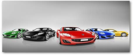Tulup Impression sur Verre 125x50 cm Image Tableau Photo décorative panoramique pour la Cuisine et Le Salon - Véhicules - Voitures Colorées - Multicolore