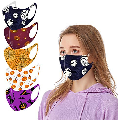 AmyGline 5 Stück Eisseide Mundschutz mit motiv Waschbar Wiederverwendbar Atmungsaktiv Gesichtsschutz Halstuch für Outdoor Sport Radfahren Laufen,Erwachsene&Kinder
