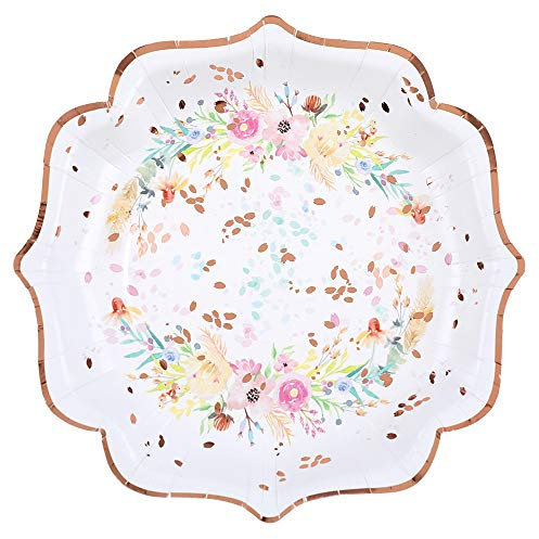 Santex 10 Assiettes Carton Mariage Fleur 21CM Multicolore