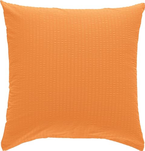 Erwin Müller Kissenbezug, Kissenhülle Seersucker Uni Serie Rosenheim Terra Größe 80x80 cm - pflegeleicht, bügelfrei, mit Reißverschluss