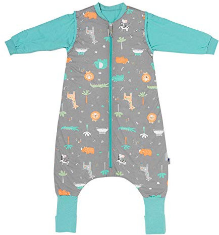 schlummersack Baby Schlafsack mit Füßen ganzjährig 2.5 Tog 80 cm Safari | Schlafsack mit Beinen und verlängerten Bündchen für eine Körpergröße von 80-90cm | Ganzjahres Schlafsack Baby mit Ärmel
