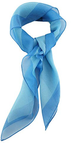TigerTie Damen Chiffon Nickituch in hellblau blau mit Bordüre - Größe 58 cm x 58 cm