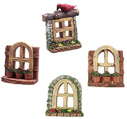 Cabilock Zubehör Feengarten Fairy Windows GNOME Fee Garten Fenster Künstliche Fenster Ornament GNOME Hause Dekoration Harz Landschaft Hof Kunst Garten Skulptur Tank Dekoration Feenhaus