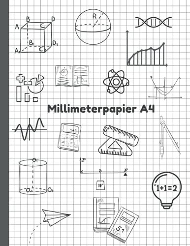Millimeterpapier A4: Millimeterpapier Notizbuch | Rasterpapier - Notizbuch für Mathematik - und Naturwissenschaften Studenten Zeichnen und Grafik | ... 4x4 Seiten - Perfekte Größe 8,5 x 11 Zoll