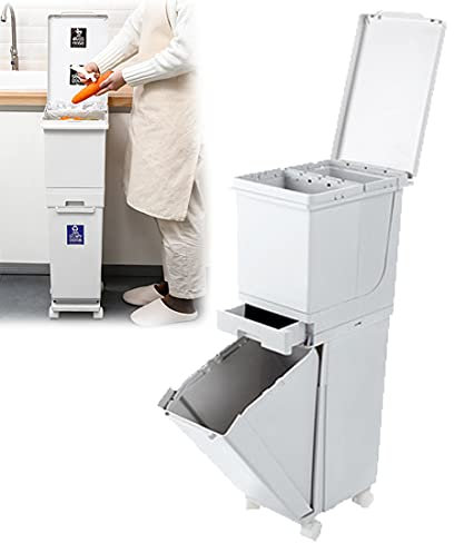 XYEJL Cubo Basura De Cocina,Vertical Rectangular De Residuos Separación Cubo De Basura,Clasificador De Basura De Reciclaje, para Cocina, Oficina, Baño,White